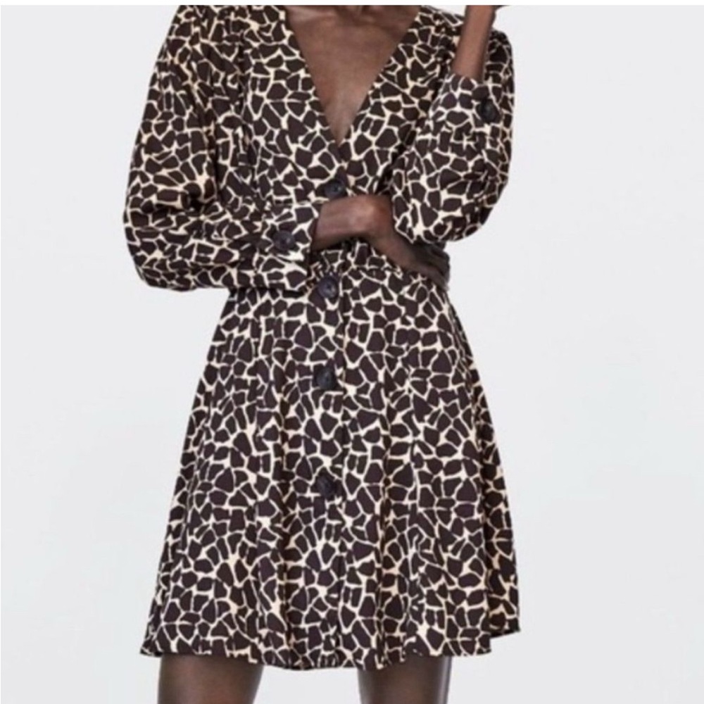 Zara Brown and Black Bishop Sleeve Dress for Weddings